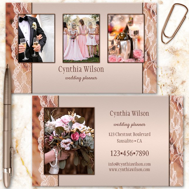 Carte De Visite Vos photos Wedding planner de dentelle au chocolat (Créateur téléchargé)