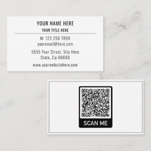 Carte De Visite Votre code QR Nom Contact Info Simple Personnalisé