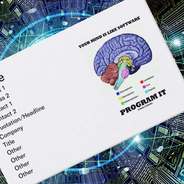 Carte De Visite Votre esprit est comme logiciel programme It (Cerv (Introduce yourself with a dose of sound brainy advice with this brainy customizable business card.)