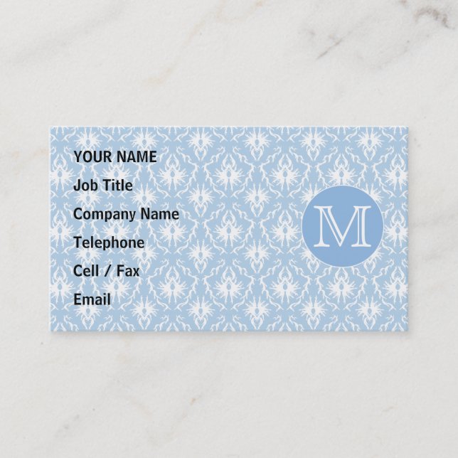Carte De Visite Votre lettre, monogramme. Modèle bleu-clair de (Devant)