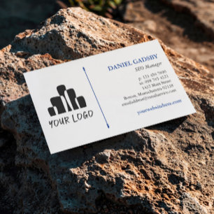 Carte De Visite Votre logo Bleu Blanc Pratique Minimaliste