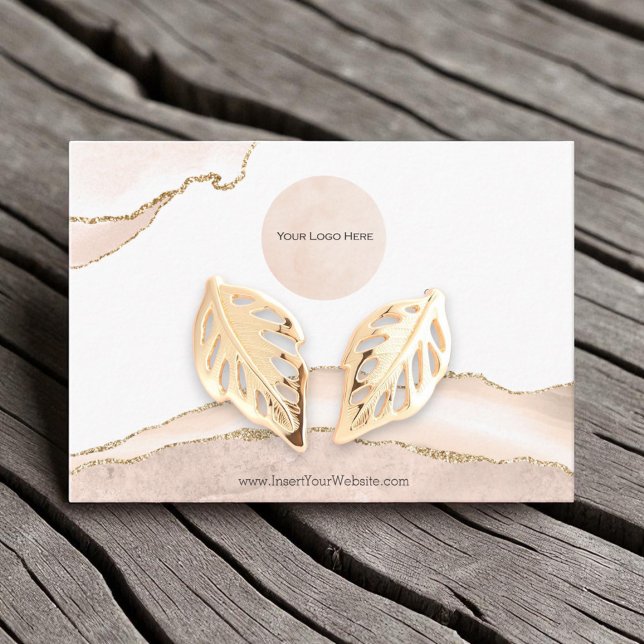 Carte De Visite Votre logo Blush & Gold Large (Créateur téléchargé)