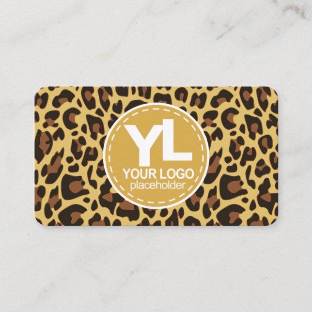 Carte De Visite Votre Logo Classic Empreinte de léopard Rockabilly (Devant)