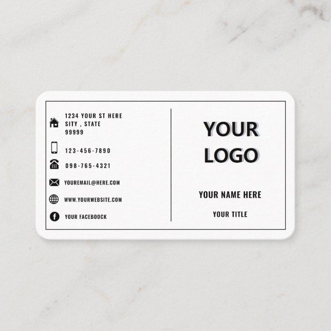 Carte De Visite Votre logo Design élégant Promotionnel Personnalis (Devant)