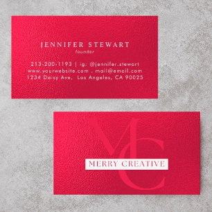 Carte De Visite Votre logo Faux Red Foil Entreprise moderne