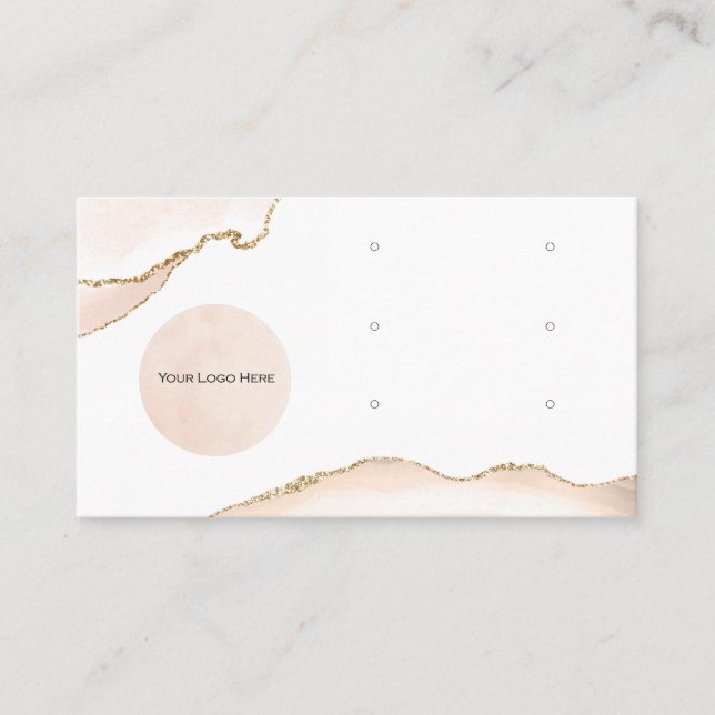 Carte De Visite Votre Logo Ici 3 Écran D'Oreille Blush & Gold (Devant)