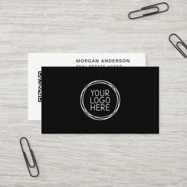 Carte De Visite Votre logo ici QR Code Icons Professional (Devant/Arrière en situation)