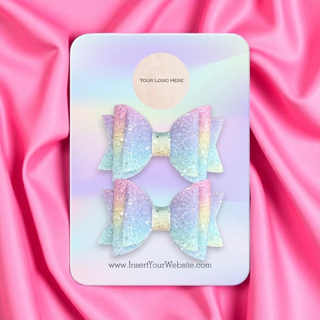 Carte De Visite Votre Logo Pastel Double Bow Écran Clip (Créateur téléchargé)