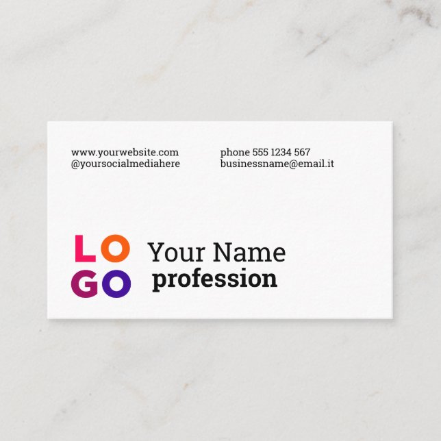 Carte De Visite Votre logo professionnel personnalisé simple (Devant)