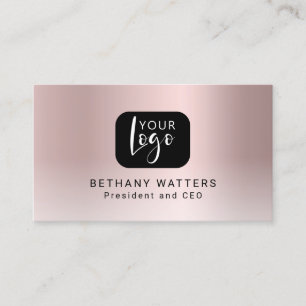 Carte De Visite Votre Logo Rose Gold Blush Metallic Chic Modern