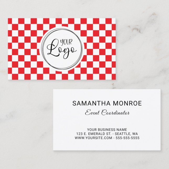 Carte De Visite Votre logo rouge et blanc (Devant / Derrière)