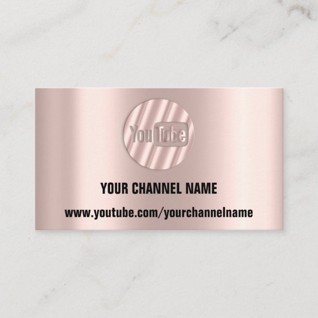 CARTE DE VISITE VOTRE NOM DE CANAL YOUTUBER LOGO QR ROSE STRIPES B (Devant)