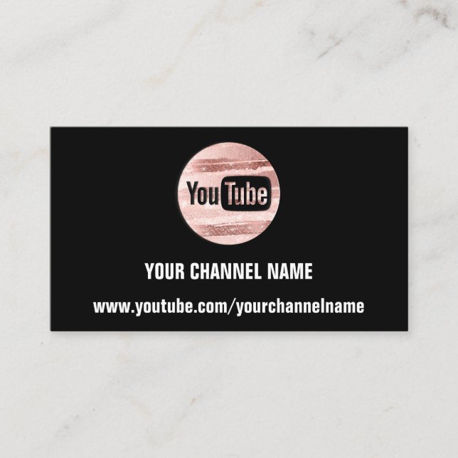 CARTE DE VISITE VOTRE NOM DE CANAL YOUTUBER SUSCRIBE LOGO QR ROSE (Devant)