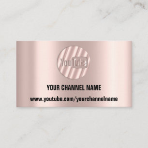 CARTE DE VISITE VOTRE NOM DE CHAÎNE YOUTUBER LOGO QR ROSES STRIPE