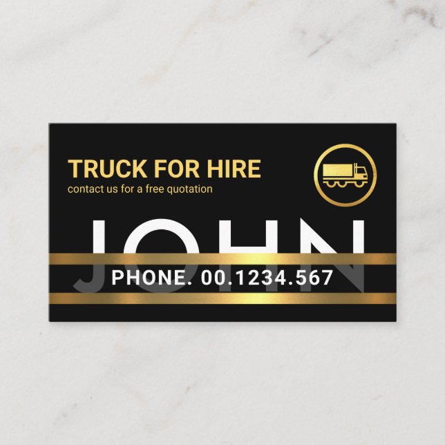 Carte De Visite Votre nom spécial Gold Lines Trucker (Devant)