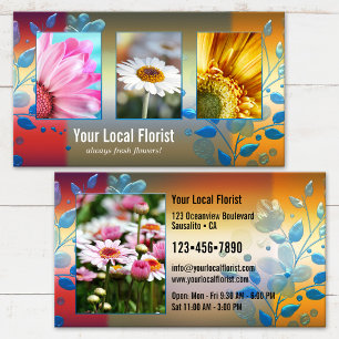 Carte De Visite Votre Portfolio de fleuriste Fleurs Colorées 4 Pho