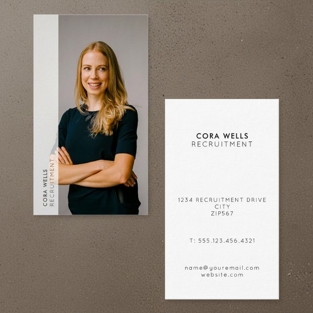 Carte De Visite Votre portrait photo, blanc, opaque bordure modern (Your photo portrait, white opaque border modern business card.)