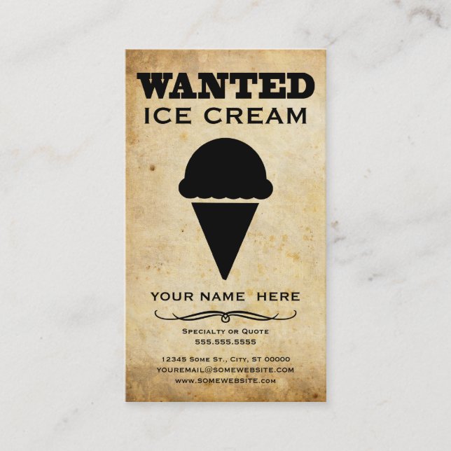 Carte De Visite voulu : crème glacée (Devant)