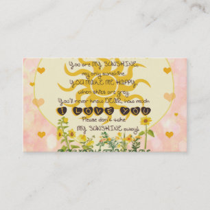 Carte De Visite Vous êtes mes coeurs de soleil