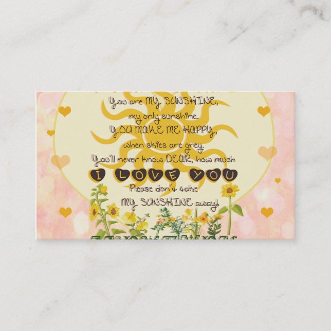 Carte De Visite Vous êtes mes coeurs de soleil (Devant)