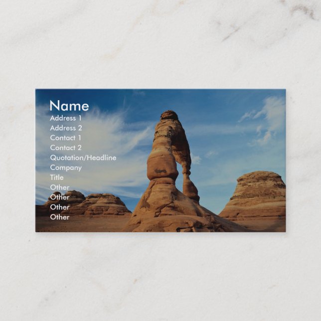 Carte De Visite Voûte sensible, voûtes parc national, Utah, (Devant)