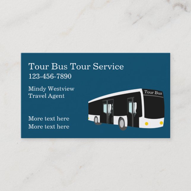Carte De Visite Voyage Tour Bus Thème Voyage Agent (Devant)
