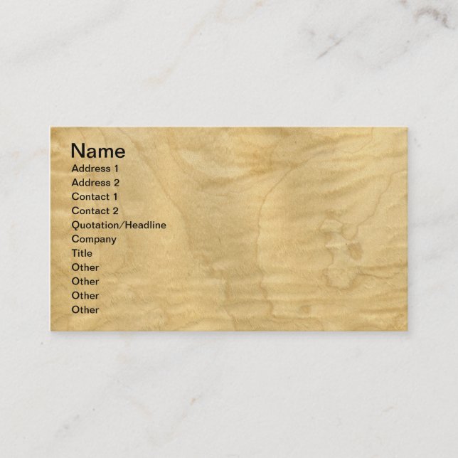 Carte De Visite Vraie fibre de bois bouclée de placage d'érable (Devant)