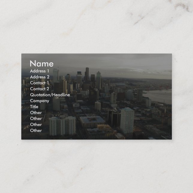 Carte De Visite Vue de ville de Seattle à partir de dessus (Devant)