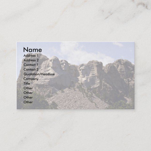 Carte De Visite Vue large, le mont Rushmore, le Dakota du Sud (Devant)