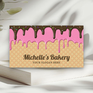 Carte De Visite Waffle Pink Frosting Dristing Chef Pâtisserie