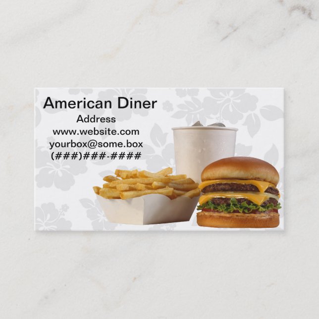 Carte De Visite Wagon-restaurant américain de style (Devant)