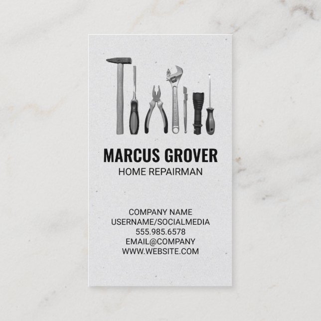 Carte De Visite Washer and Dryer | Repair Tools (Dos)
