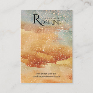 Carte De Visite Watercolor Blue gold glitter jewlery Display