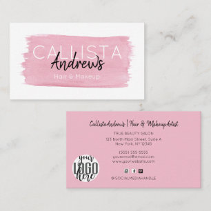 Carte De Visite Watercolor Brushstroke Signature Script Salon