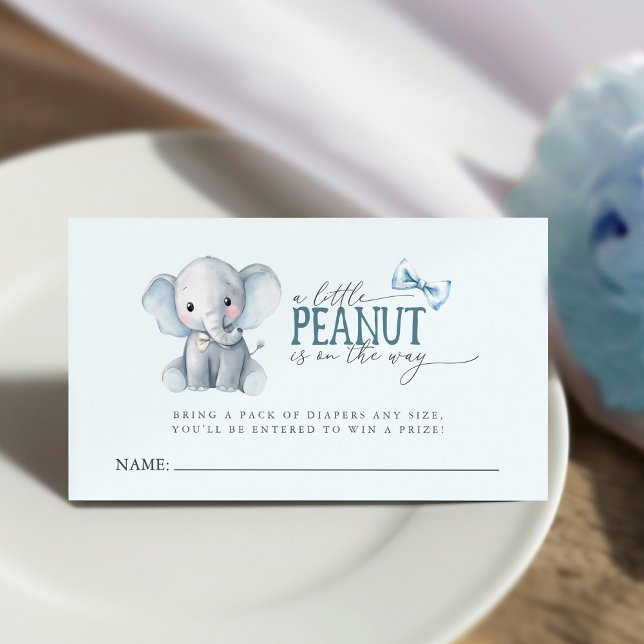 Carte De Visite Watercolor Elephant Blue Bowtie Diaper Raffle Card (Watercolor Elephant Blue Bowtie Diaper Raffle Card)