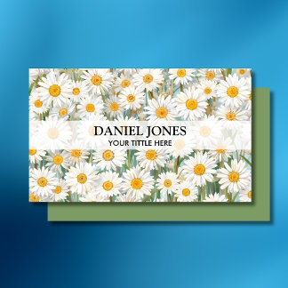 Carte De Visite Watercolor Flowers Floral QR Code Logo Photo