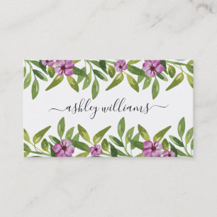 Carte De Visite Watercolor garland manuscrit calligraphie florale