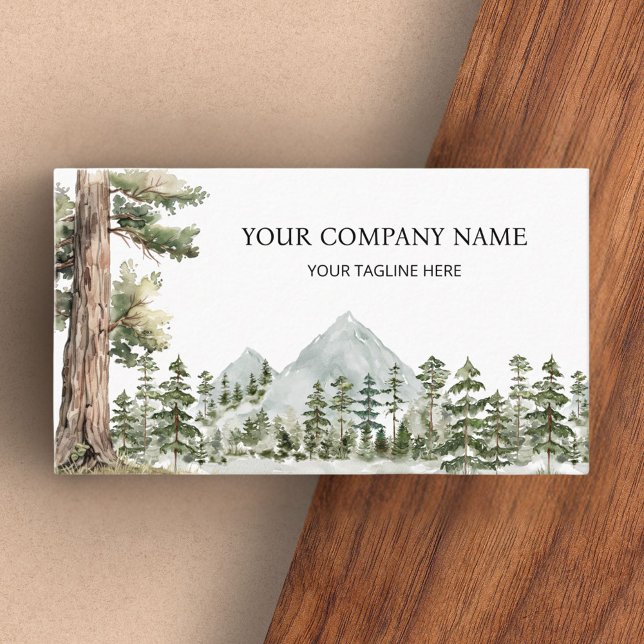 Carte De Visite Watercolor Green Forest Personalized Outdoor (In situ)