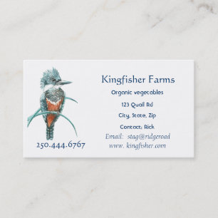 Carte De Visite Watercolor Kingfisher Organic Farm Business Logo