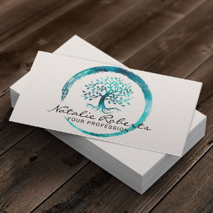 Carte De Visite Watercolor Life Tree Yoga Instructeur Spa de bien-