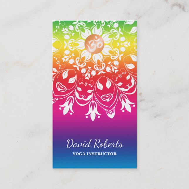 CARTE DE VISITE WATERCOLOR MANDALA LOGO CUSTOMISÉ YOGA INSTRUCTEUR (Devant)