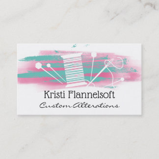 Carte De Visite Watercolor sewing notions seamstress business card