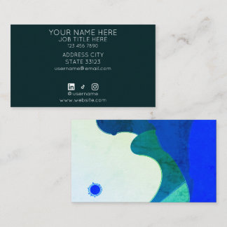 Carte De Visite Watercolor Waves Business Card