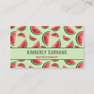 Carte De Visite Watermelon Motif sur la nutritionniste verte