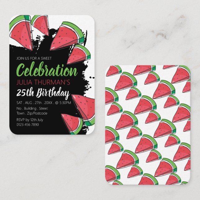 Carte De Visite Watermelon, Sweet Celebration Handout Billets (Devant / Derrière)