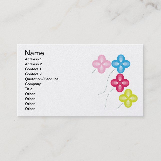 Carte De Visite wave-flowers-bunch, Nom, Adresse 1, Adresse 2,... (Devant)