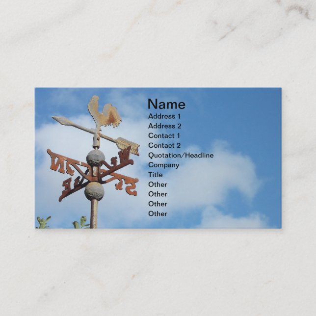 Carte De Visite Weathervane rouillé contre le ciel bleu (Devant)