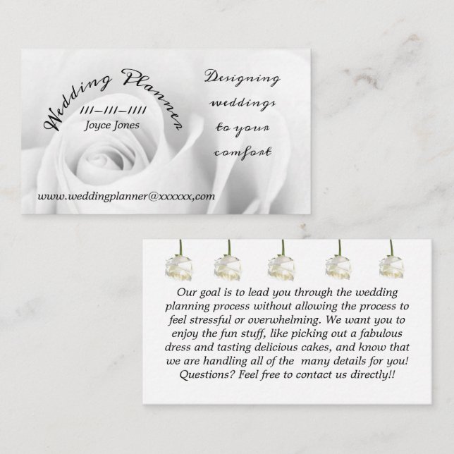 Carte de visite wedding planner 3,5 pouces x 2,0 p (Devant / Derrière)