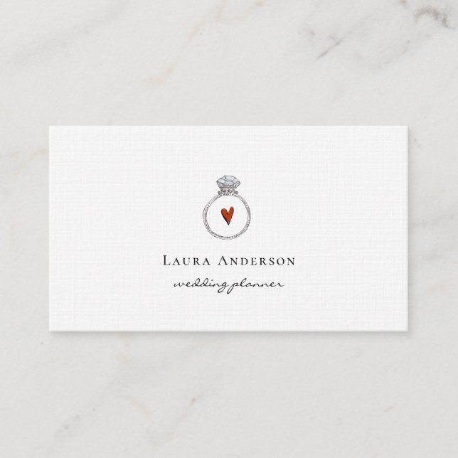 Carte De Visite Wedding planner à anneau Fiançailles diamant simpl (Devant)