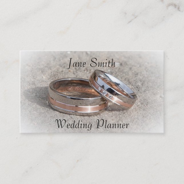 Carte De Visite wedding planner avec anneaux de mariage entrelacés (Devant)